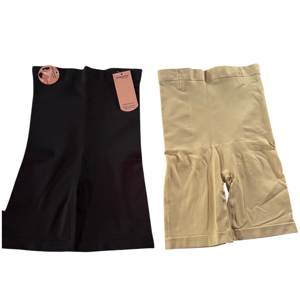 Shapermint Shaper Shorts Women XL/2XL Black/Beige 2-Pack High Waisted 55021 - Picture 2 of 4